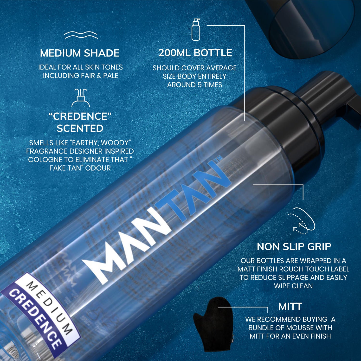 MANTAN™ Invisible White Foam Self Tanner 200ml